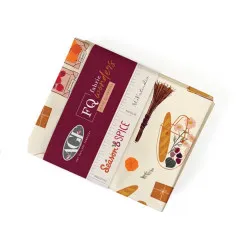 Diagonale Ansicht des Bundles mit Banderole Season and Spice, Marktstand-Illustration mit Orangen und Tomaten sichtbar.