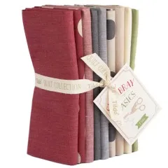Das Fat-Quarter-Bundle von vorne mit sichtbarem Farbverlauf von Beere über Grau bis Grün.