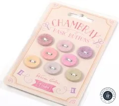 Perspektivische Ansicht der Chambray-Basic-Buttons-Verpackung Warm Colors