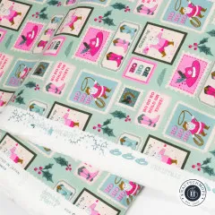 Webkante des Stoffs Yee-Haw Holidays Christmas Post von Dominika Godette für Cotton & Steel