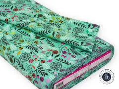 Gefalteter Stoffballen mit Banderole und Pflegehinweisen zu Prince Charming Dandelion Sweetmint