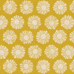 Detailansicht des Sunshine-Musters mit sichtbarer Canvas-Webstruktur in Goldgelb und Naturweiß.