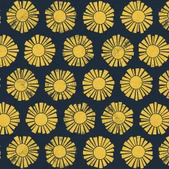 Detailansicht des Sunshine-Musters in der kräftigen Farbvariante "Navy" mit meliertem Gelbton.