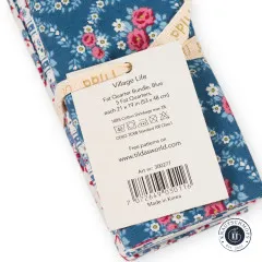 Rückseite des Etiketts mit Angaben zu 5 Fat Quarters, 53 x 48 cm, 100% Baumwolle, Art-Nr. 300277