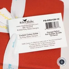 Rückseite des Etiketts mit Artikelnummer FQ-ORA120-12 und Farbbezeichnung Orange/Yellow
