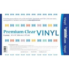 Flach ausgebreitetes Etikett mit Produktinfo, Herstellerangaben und Tipps zum Nähen mit Vinyl.