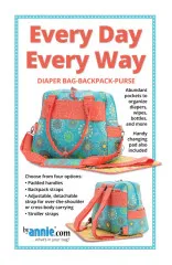 Titelseite des ByAnnie's-Schnittmusters Every Day Every Way mit der Wickeltasche als Henkeltasche und als Rucksack.