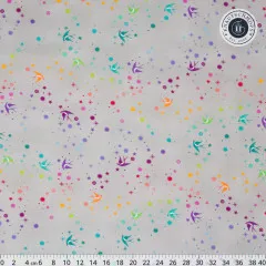 Großformatige Musteransicht von Fairy Dust in Fog mit Zoll-Lineal zur Größeneinordnung der Motive