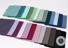Aufgefächerte Farbpalette des Cool-Colors-Bundles schräg von oben fotografiert