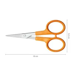 Fiskars Stickschere mit Maßangaben 10 cm Länge und 5,2 cm Breite, orange Griffe, Edelstahlklingen