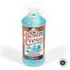 Best-Press-Flasche mit aufgesetztem Sprühkopf, Frontalansicht des Etiketts.