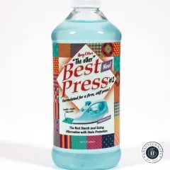 Best-Press-Flasche mit weißer Verschlusskappe, Frontalansicht ohne Sprühkopf.