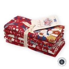 Tilda Fat Quarter Bundle Jubilee Red, 5 gefaltete Stoffe mit Etikett