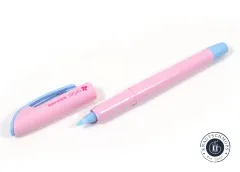 Geöffneter Fasermarker mit sichtbarer blauer Spitze neben der abgenommenen Kappe