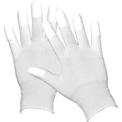 Paar weißer Grip-It-Quilthandschuhe freigestellt ohne Verpackung