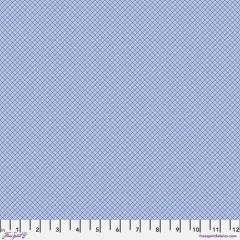 Nahaufnahme des Gitterdrucks mit FreeSpirit-Fabrics-Logo und Zoll-Lineal