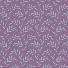 Detailansicht des durchgehenden Blattrankenmusters von Tilda Hibernation Olivebranch in Lavender.