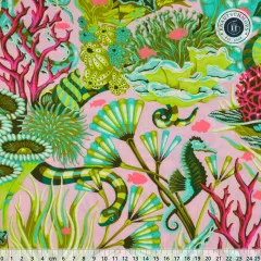 Tula Pink Baumwoll Designerstoff - Floral Reef - Reef What You Sew - Coralline