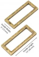 Maßskizze der Rechteckringe: Innenbreite 13 mm, Innenlänge 38 mm