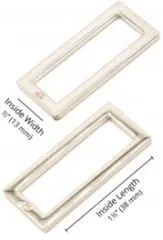 Maßskizze der Rechteckringe: Innenbreite 13 mm, Innenlänge 38 mm