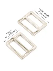 Maßskizze der Gurtversteller: Innenlänge 25,4 mm und 28,6 mm