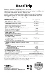 Rückseite der Schnittmuster-Verpackung mit Beschreibung, Materialliste und Maßangaben zum Road Trip Organizer.