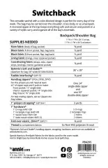 Rückseite der Schnittmuster-Verpackung mit Beschreibung, Materialliste und Maßangaben zur Switchback-Tasche.