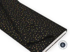 Auf Pappe gewickelte Stoffballen Mini Starry Black Gold mit Webkante und Artikelbeschriftung RS4110-27M