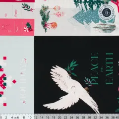 Ausschnitt mit Geschenkanhänger-Feldern und dem "Peace on Earth"-Taubenmotiv