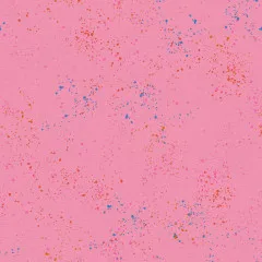 Musteransicht des Speckled Canvas Flamingo mit pinken, blauen und orangen Farbtupfern