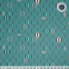 Breiter Musterausschnitt mit Zentimetermaß zur Einordnung des Op-Art-Rapports.