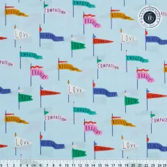 Cloud 9 Fabrics - Universal Love - Pennant Power - Light Blue