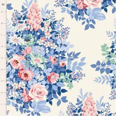 Blumenbouquet-Muster auf Creme mit Zoll-Lineal
