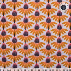 Größerer Ausschnitt des Echinacea-Musters mit Zentimeter-Maßstab, ohne Logo.