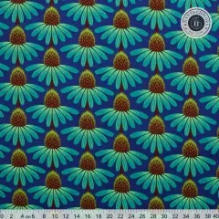 Größerer Ausschnitt des Echinacea-Musters mit Zentimeter-Maßstab, ohne Logo.