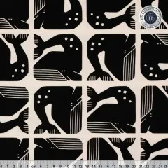 Cotton & Steel - By The Seaside II - Grumpy Whale - Black Unbleached Fabric