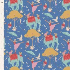 Musterausschnitt "Circus Life" Blue mit Zoll-Lineal