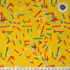 Nahtlose Nahaufnahme des Konfetti-Tape-Musters auf Gelb ohne Maßstab und Logo.