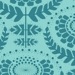 Nahaufnahme des Medaillon-Motivs mit Blattranken in Emerald