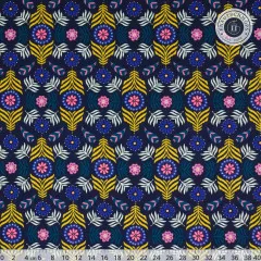 Musterdetail des floralen Medaillon-Musters mit Lineal zum Größenvergleich