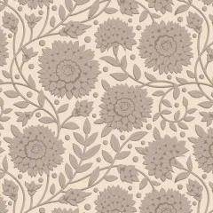 Nahaufnahme des Dahlien-Blütenmusters in Taupe- und Grautönen.