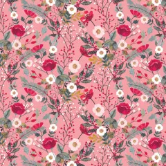 Nahaufnahme der Mohnblüten und weißen Blüten mit Zweigen ohne Lineal