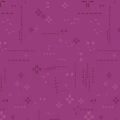 Nahaufnahme des Stichmuster-Drucks ohne Lineal, feine Kreuz- und Strichmotive in Pink.