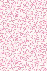 Detailansicht der verschlungenen Linienformen in Pink auf cremefarbenem Fond.