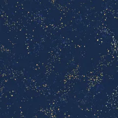 Detailansicht der Canvas-Oberfläche mit dicht gestreuten Metallic-Farbspritzern in Navy-Blau.