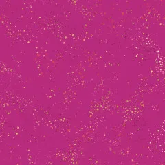 Detailansicht der Canvas-Oberfläche mit dicht gestreuten Metallic-Farbspritzern.