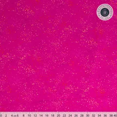 Größere Nahaufnahme des Speckled-Satins in Berry mit Zentimeter-Maßband bis 40cm