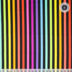 Größere Musterübersicht des Streifenmusters „Disco Stripe" auf Carbon-Grund, Lineal (0–40 cm) zum Größenvergleich.