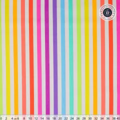 Größere Musterübersicht des Streifenmusters „Disco Stripe" auf Whisper-Grund, Lineal (0–40 cm) zum Größenvergleich.