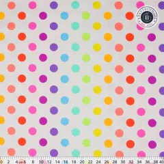 Größere Musterübersicht des Punkte-Musters „Disco Poms" auf Whisper-Grund, Lineal (0–40 cm) zum Größenvergleich.